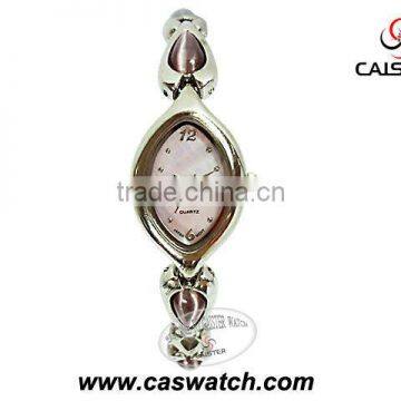 olive shape ladies chain watch with coffee glaze