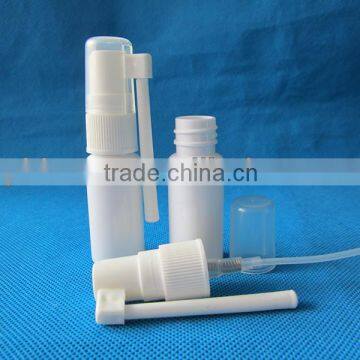 bulksale 15ml pet material white throat spray bottles with long acutator sterilized plastic oral spray bottles