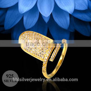 China Nickle-free Elegant Brass Women Pave CZ finger Nail Ring for Women