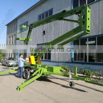 Small telescopic trailer articulating boom lift