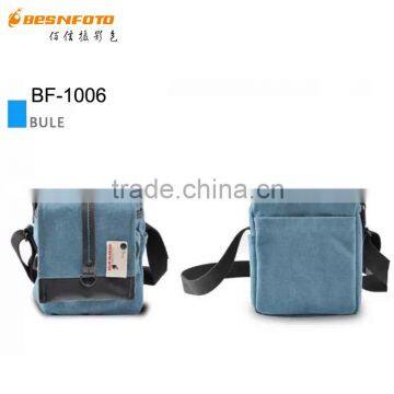 Besnfoto BN-1006 Blue Medium Vintage Shoulder camera bag waterproof Canvas for Nikon Sony Canon SLR