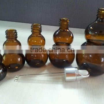 different sizes amber calabash shape glass essential oil bottles