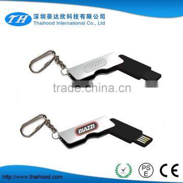 Factory Price Thin Lightweight Portable Metal USB Flash Drive with Chain