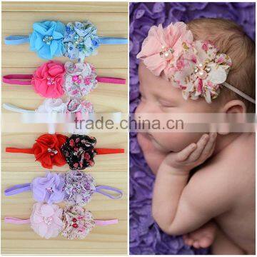 Deshine Hair Accessories Silk Flower Elastic Baby Headband ZX1674