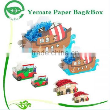 creative luxury bespoke custom design handmade ship house and car shape cute cardboard paper box without lid