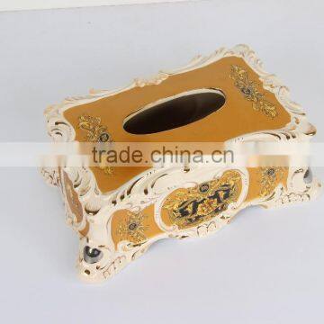 2016 High Quality Ceramic Tissue Paper Box With Gold Painted Tissue Box Design photo-3