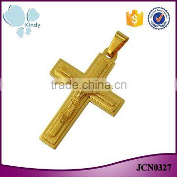 Latest design fashion jewelry gold plated stainless steel Jesus cross necklace pendant