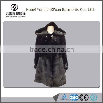 New fashion long sleeve long natural mink fur coat