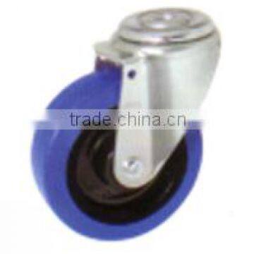 Swivel/Swivel Brake Institutional Bolt Hole Castor Fitted with Elastic Rubber, Nylon Center, Roller Bearing