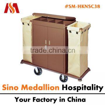 5 Star Hotel Resorts Guest Room Hotel Double Bags with Door Closed Housekeeping Service Trolley