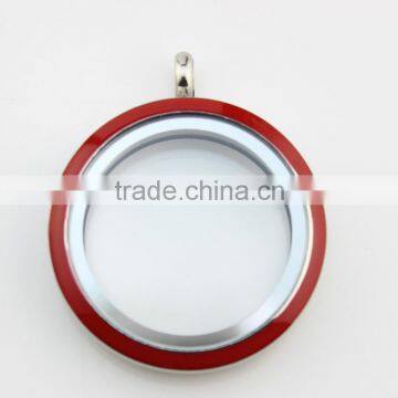 30mm fashion 316L stainless steel red colored screw enamel large floating charms locket