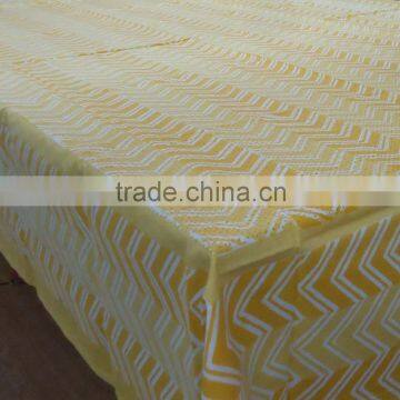Yellow Chevron Hand Block Printed Cotton Tablecloth