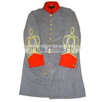 Civil War Frock Coat Single Breasted with Red Collar & Cuffs