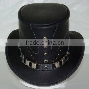Top Hat, Steampunk, Goth, Grunge, Genuine Leather photo-2