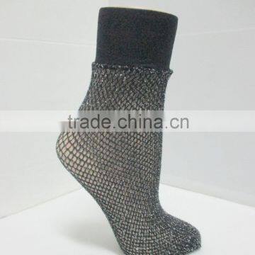 lurex fishnet sheer ankle socks