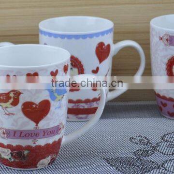 11OZ love bird design full decal print coffee cups, shiny surface porcelain mug, KL5004-A427