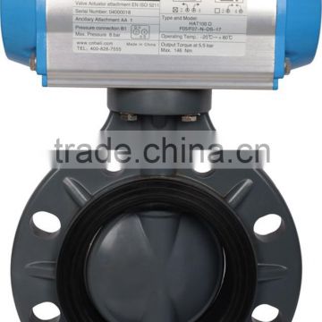 PN10 wafer PVC butterfly valve with pneumtic actuator