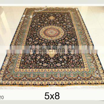 handmade persian design silk carpet 5x8ft