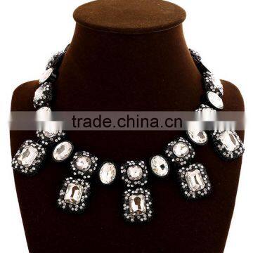 Luxury Look Check Pattern 2016 Large Rhinestone Jewelry Necklace