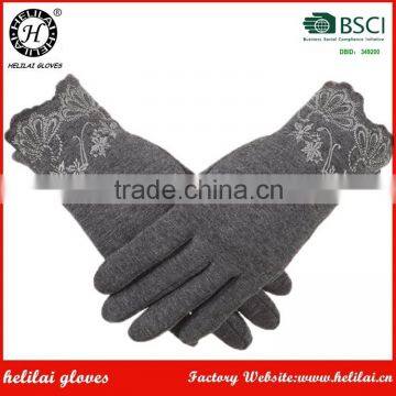 HELILAI Gloves Supplier Grey Spandex Gloves With Lace For Touch Screen