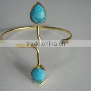 silver jewelry turquoise Quartz pear Gemstone Bangle
