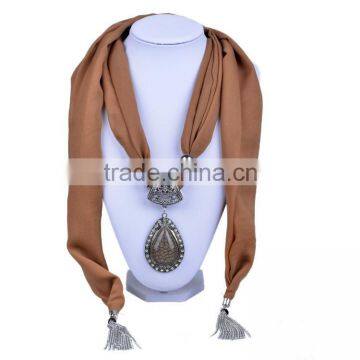 2016 New Arrival Women Plain String Scarf With Jewelry (SC150153)