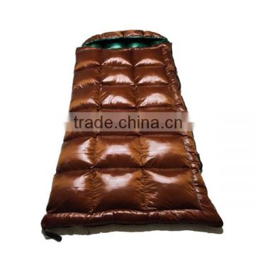 Nylon down sleeping bag 4kg brown & emerald green