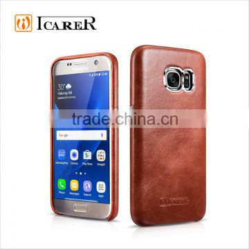 ICARER Fashion Real Leather Back Cover Phone Case for Samsung Galaxy S7