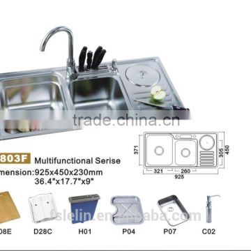 2014 LELIN double bowls stainless steel kichen sinks LL-7803F