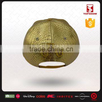 Hip Hop Style 3D Embroidery Logo Outdoor Golden PU Leather Snapback Cap photo-2