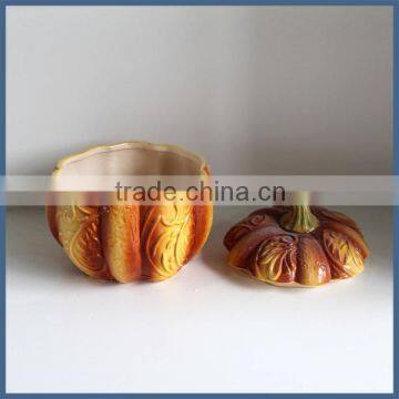 Hot Selling Ceramic Material Halloween Pumpkin Shape Canister photo-2