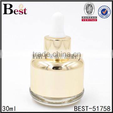 1oz cosmetic gold colored luxury serum dropper glass bottle for essential oil manufacturer