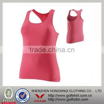 Plain Red Color Dry Fit Mositure Wicking Women Running Singlet