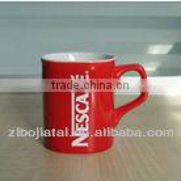 Red Glazed Square Shape Classic Nescafe Mug