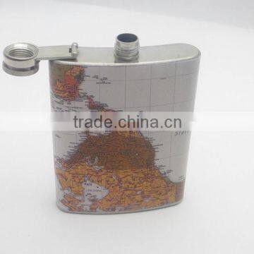 Never Misss it ! ! ! World Map Water Transfer Series Hip Flask