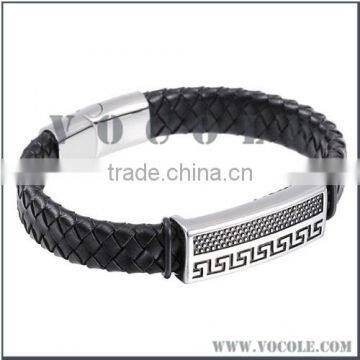 stainless steel leather bracelet with clasp factory wholesale price