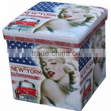 Marilyn Monroe Printed PVC Folding Storage Ottoman