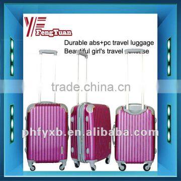 2015 china supplier Hot sale purple abs/pc travel luggage/purple beautiful girl's travel suitcase
