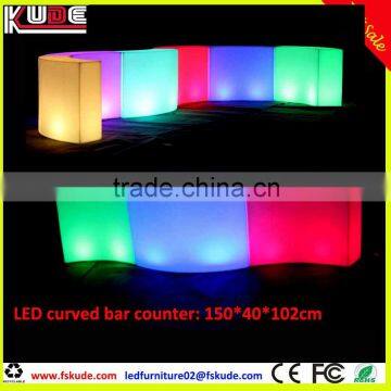 led light up curves bar counter with LED RGB light changing