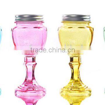 Colorful Mason Jar With Same Color Stemmed