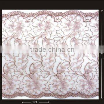 Polyester Cording Embroidery On Tulle Trim Fabric Galloon