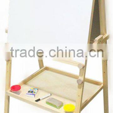 children study funny wooden easel