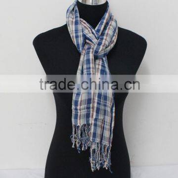 Hot selling beautiful stipe print 100% cotton voile scarf wholesale