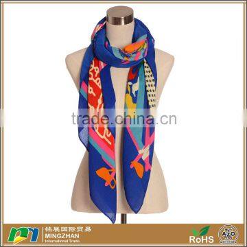 Women Classy Blue Fashion Print Jacquard Pakistan Scarf Wholesale