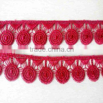 daifei best stocklot red chemical lace with 3.6 cm width