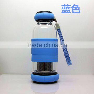2016 new high borocilicate glass water bottle for tea/wholesale factory price Eco-friendly glass water bottle/