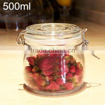 0.5L Clear Kitchen Food Storage Airtight Seal Lock Lid Jar/glass Jar With Metal Clip