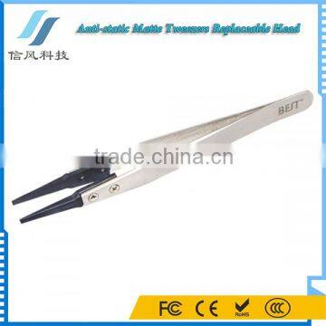 BEST-242 Stainless Steel Anti-static ESD Tip Replaceable Tweezers Matt Tweezers