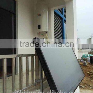 Black or blue film flat plate solar collector system for balcony wall use