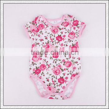 fashion 100% cotton unisex baby rompers short sleeve baby floral short rompers